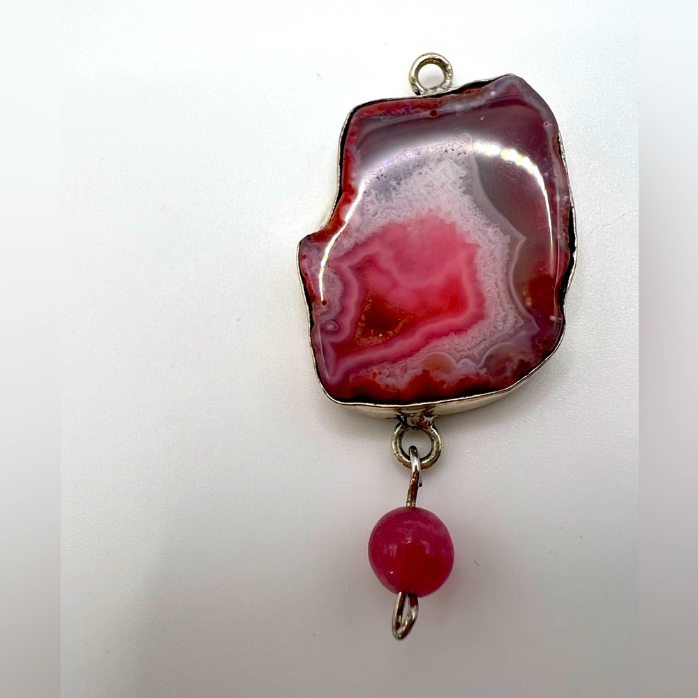 Geode Slice Silver Plated Necklace Pendant